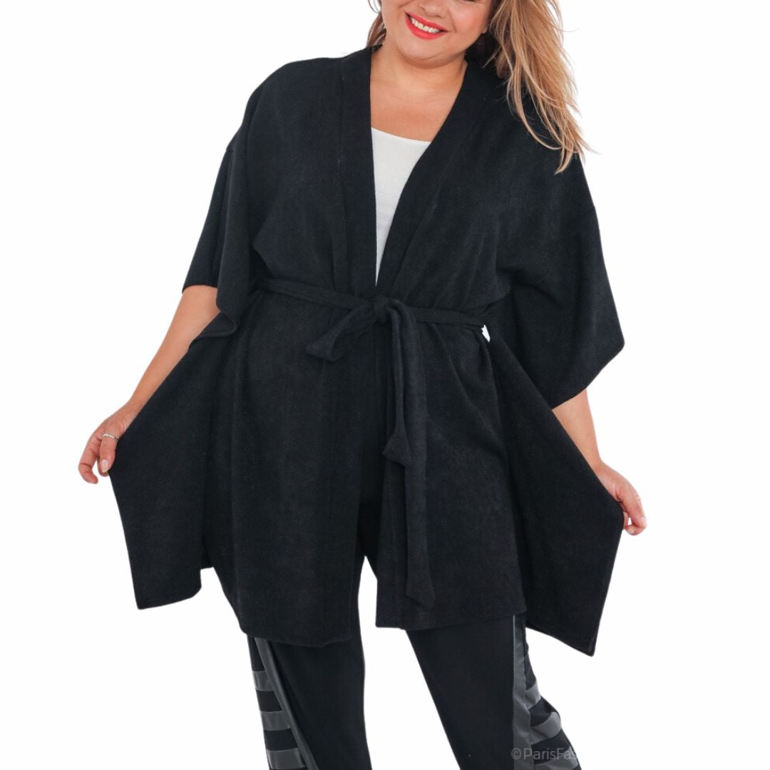 CARDIGAN SANS MANCHES CHAUVE-SOURIS AVEC CEINTURE