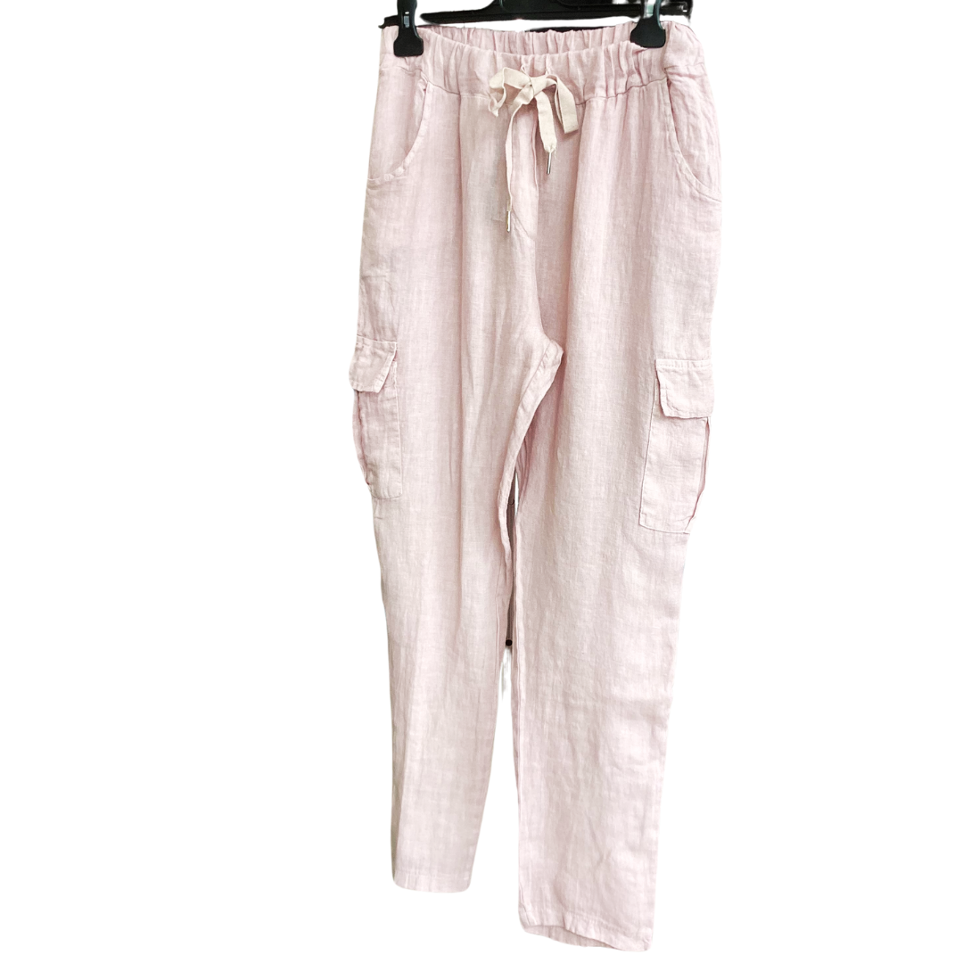 PANTALON EN LIN ROSE