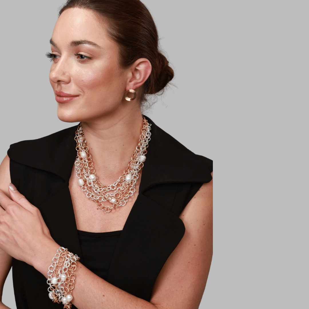 COLLIER FASHION OR/ARGENT-MERX