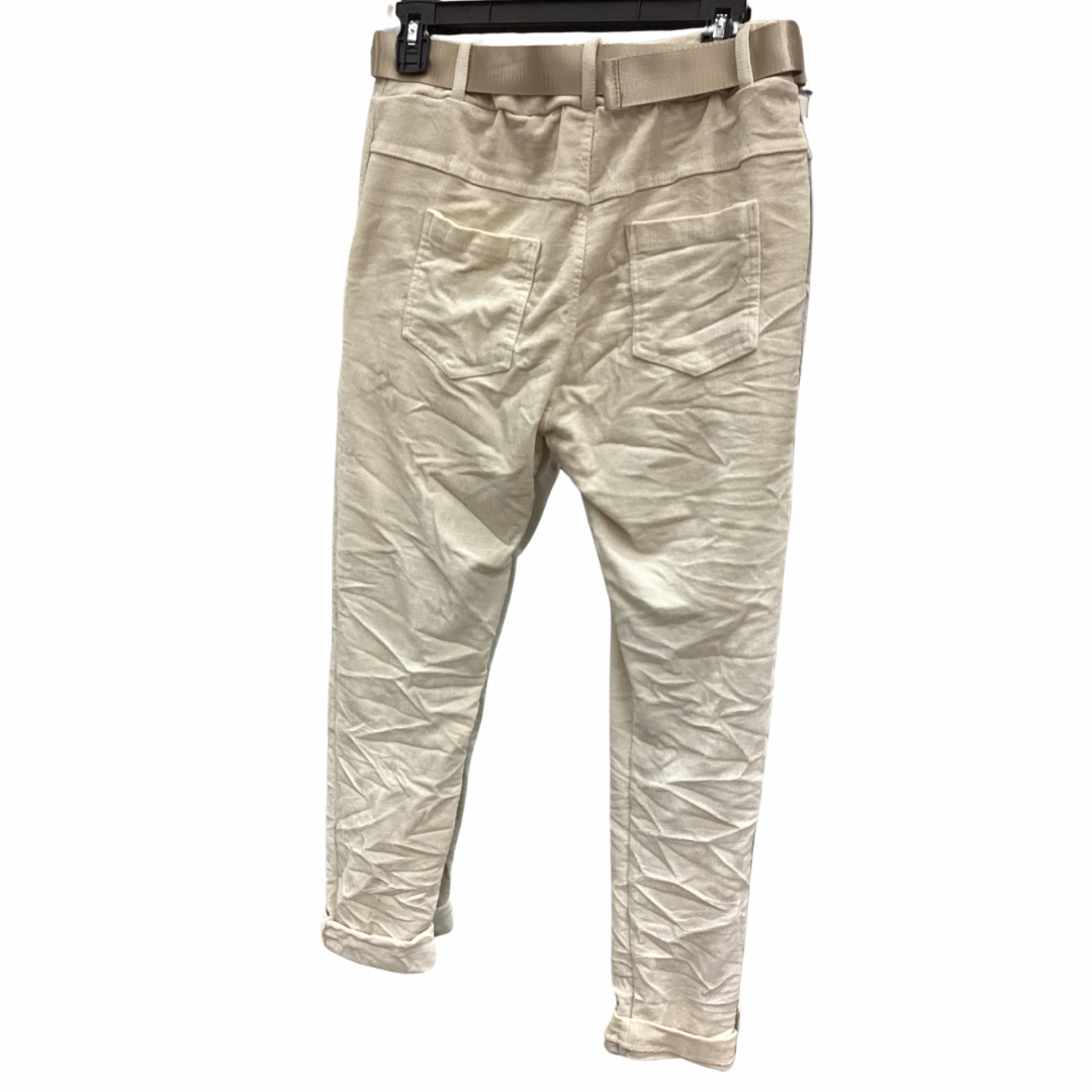 PANTALON VELOURS ÉCRU AVEC CEINTURE