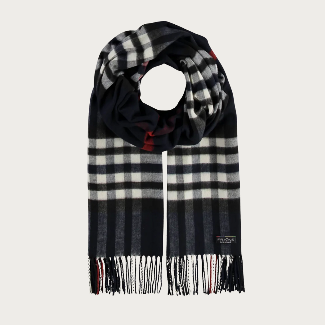 ÉCHARPE LARGE EN CACHEMIRE ET VISON À CARREAUX