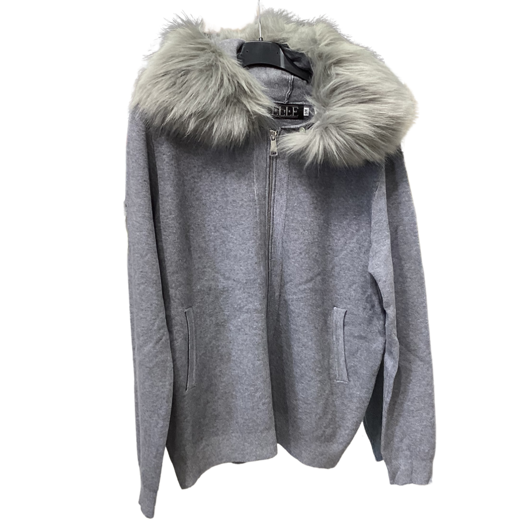 VESTE AVEC CAPUCHON DE FOURRURE GRIS