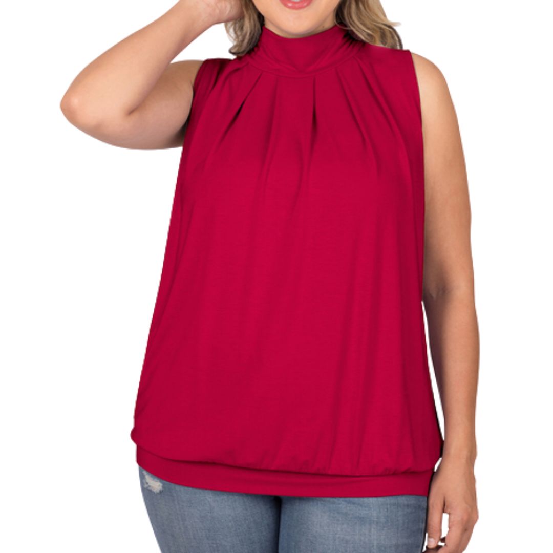 CAMISOLE À COL MONTANT CERISE