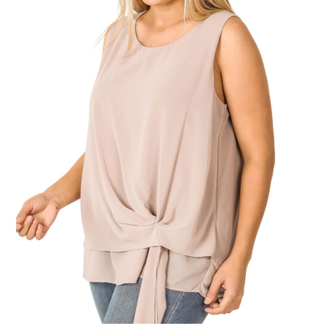 CAMISOLE NOUER SUR LES CÔTÉS EN MOUSSELINE TAILLE PLUS